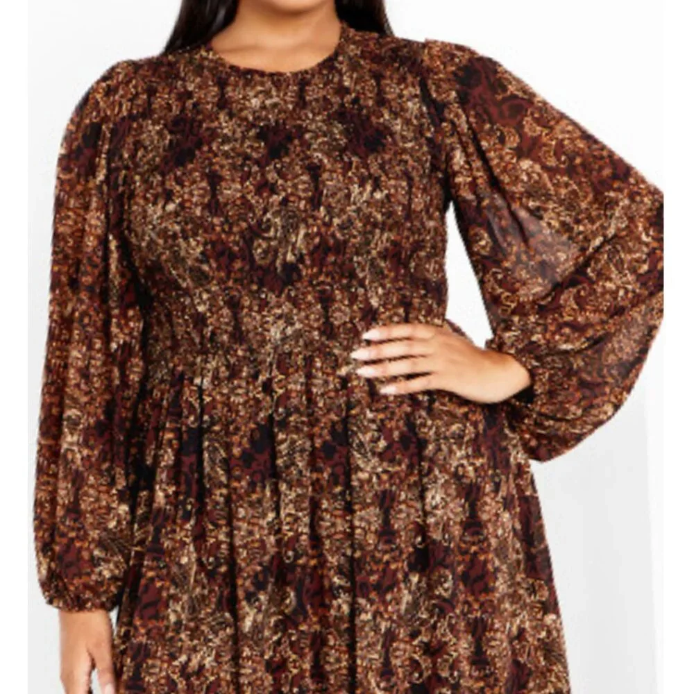 NWT City Chic Smocked Top Long Sleeve Maxi Dress 20